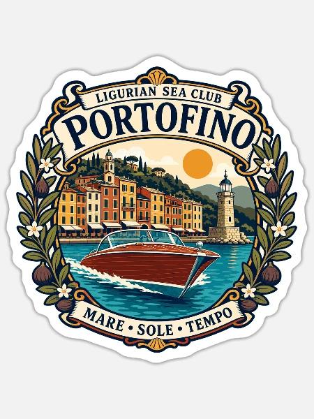 Portofino – Ligurian Sea Club - Sticker Größe S (10 x 10 cm) - Mattweiß