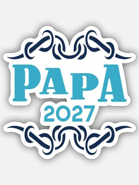 Papa 2027, Baby verkünden - Sticker Größe S (10 x 10 cm) - Mattweiß