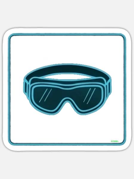 Neonleuchtende Schutzbrille - Sticker Größe S (10 x 10 cm) - Mattweiß
