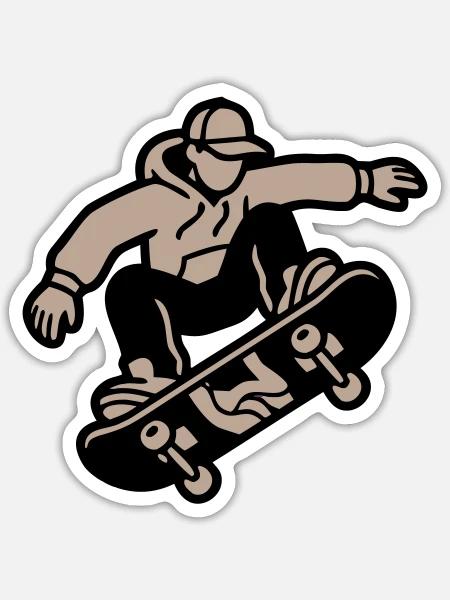 Skateboarder Trick Illustration - Sticker Größe S (10 x 10 cm) - Mattweiß