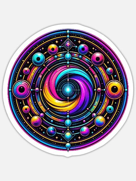 Psy Circle Kosmischer Wirbel - Sticker Größe S (10 x 10 cm) - Mattweiß