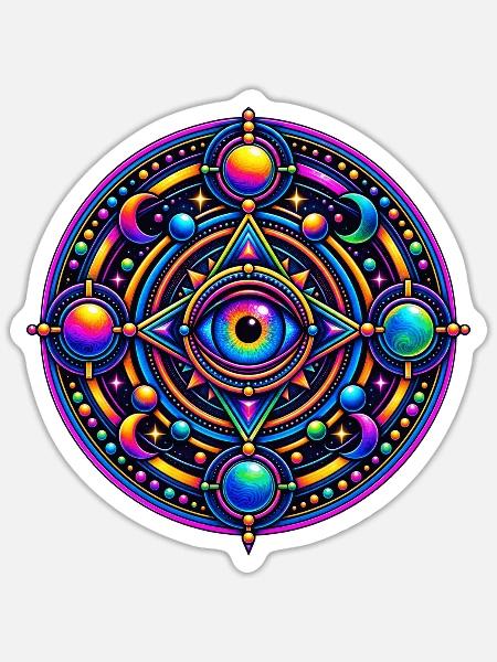 Allsehendes Kosmisches Auge - Sticker Größe S (10 x 10 cm) - Mattweiß