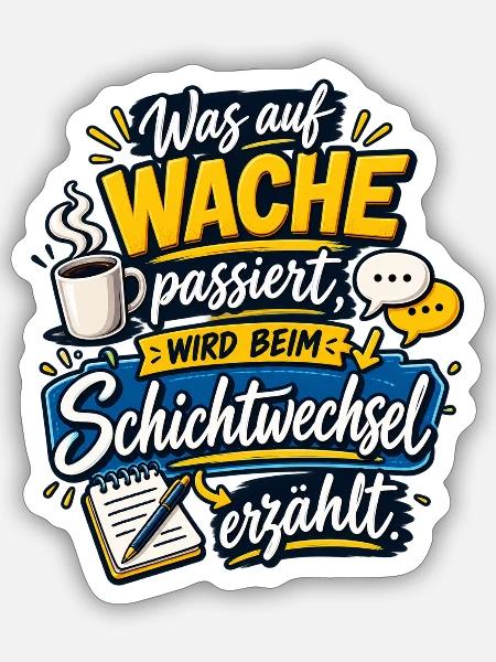 Wache Schichtwechsel Geschichten - Sticker Größe S (10 x 10 cm) - Mattweiß
