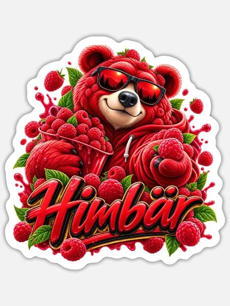 Himbär / Himbeer-Bär mit Sonnenbrille - Sticker Größe S (10 x 10 cm) - Mattweiß
