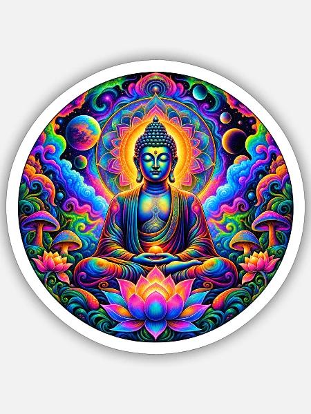 Buddha - Sticker Größe S (10 x 10 cm) - Mattweiß