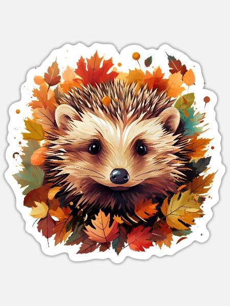 Süsser Igel Herbst Naturliebhaber Design - Sticker Größe S (10 x 10 cm) - Mattweiß