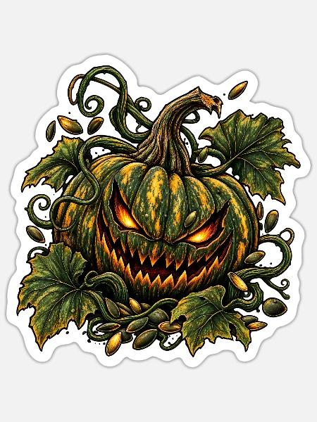 Halloween Ölkürbis - Sticker Größe S (10 x 10 cm) - Mattweiß