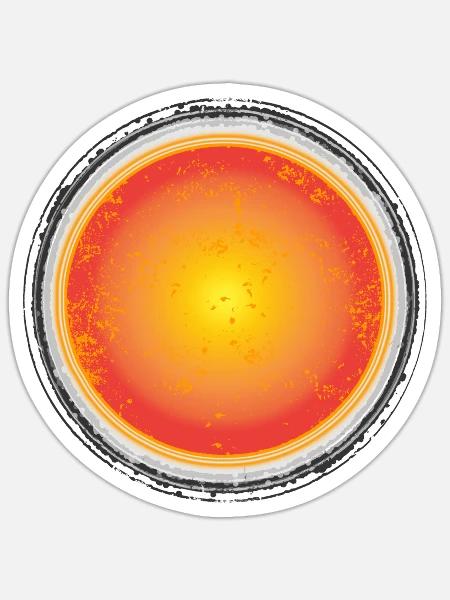 „Solar Flare“ – Abstraktes Retro-Sonne Grunge - Sticker Größe S (10 x 10 cm) - Mattweiß
