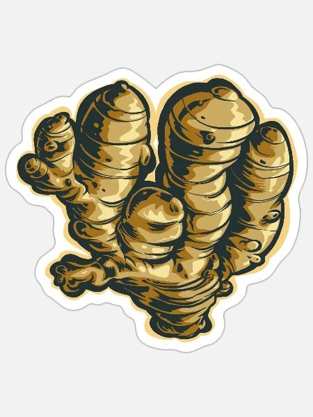 Ingwer - Sticker Größe S (10 x 10 cm) - Mattweiß
