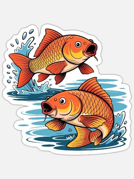 Karpfen Angeln - Sticker Größe S (10 x 10 cm) - Mattweiß