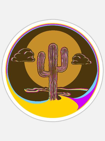 Neon Kaktus Desertzauber - Sticker Größe S (10 x 10 cm) - Mattweiß