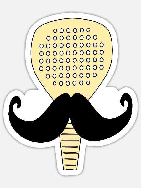 Padelschläger Schnurrbart Padel - Sticker Größe S (10 x 10 cm) - Mattweiß