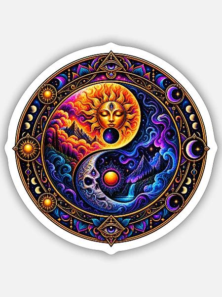 Yin & Yang - Sticker Größe S (10 x 10 cm) - Mattweiß