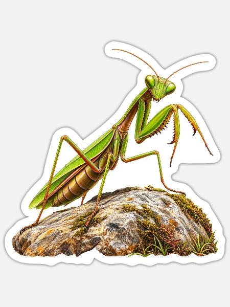 Gottesanbeterin - Sticker Größe S (10 x 10 cm) - Mattweiß