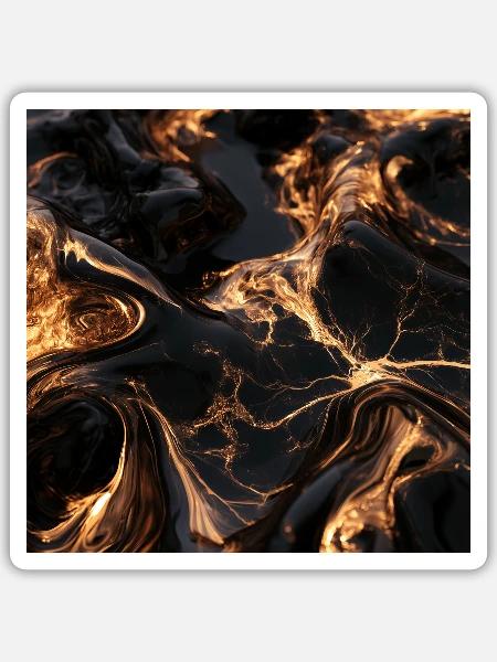 Schwarzer Marmor und flüssiges Gold - Sticker Größe S (10 x 10 cm) - Mattweiß