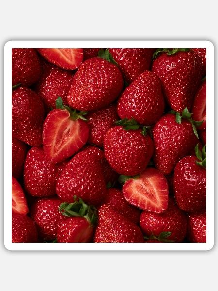 Frische rote Erdbeeren - Sticker Größe S (10 x 10 cm) - Mattweiß