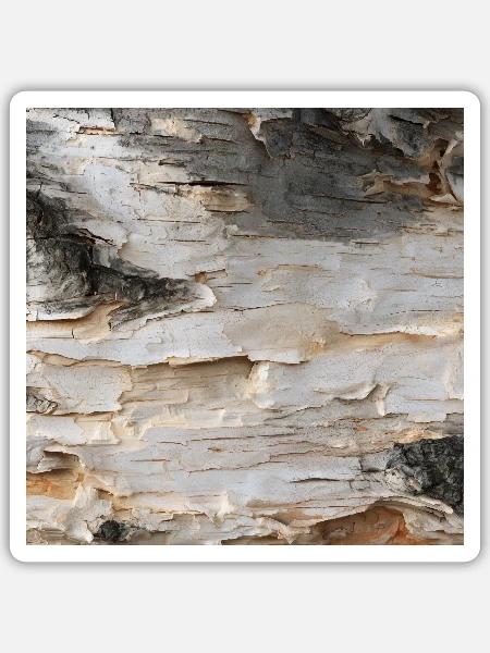 Natürliche Birkenrinde - Sticker Größe S (10 x 10 cm) - Mattweiß