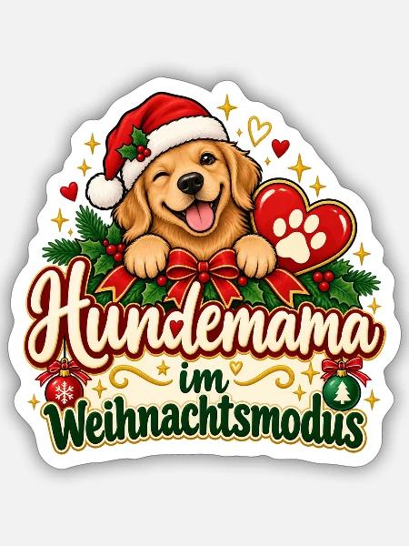 Hundemama im Weihnachtsmodus - Sticker Größe S (10 x 10 cm) - Mattweiß