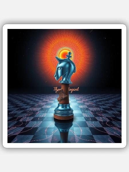 Quantum Knight: Der Zug der Matrix - Sticker Größe S (10 x 10 cm) - Mattweiß