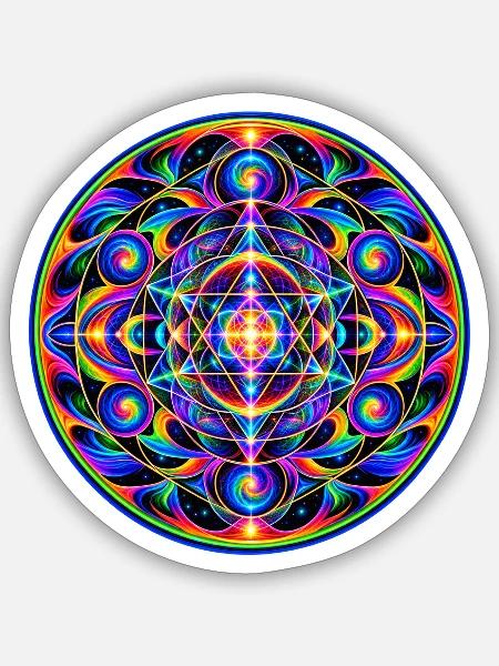 Geometrie Mandala - Sticker Größe S (10 x 10 cm) - Mattweiß