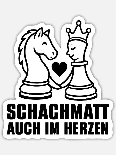 Schachmatt auch im Herzen Schach Liebes Design - Sticker Größe S (10 x 10 cm) - Mattweiß