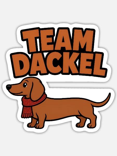Team Dackel Süßer Hund mit Schal Vektor Design - Sticker Größe S (10 x 10 cm) - Mattweiß