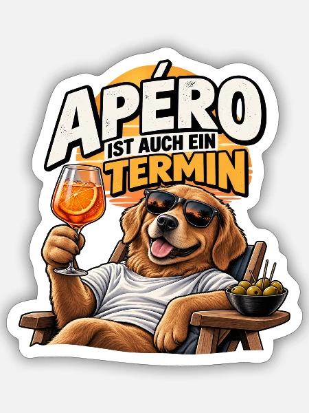 Apero ist auch ein Termin - Sticker Größe S (10 x 10 cm) - Mattweiß