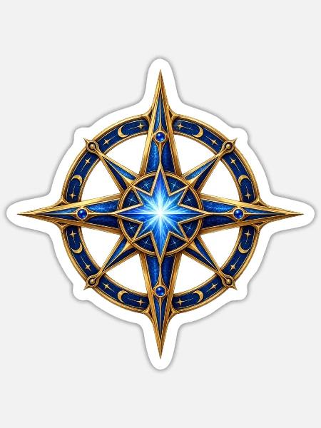 Sternenkompass Mystisch - Sticker Größe S (10 x 10 cm) - Mattweiß