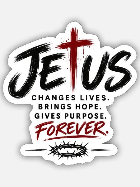 Jesus Changes Lives – Christian Faith Statement - Sticker Größe S (10 x 10 cm) - Mattweiß