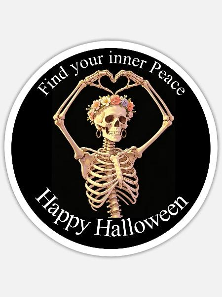 HappyHalloween-Skelett1 - Sticker Größe S (10 x 10 cm) - Mattweiß