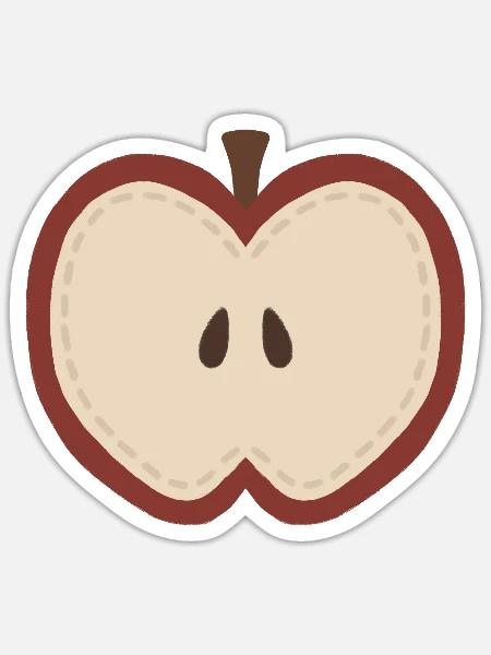 Patchwork-Apfelscheibe - Sticker Größe S (10 x 10 cm) - Mattweiß