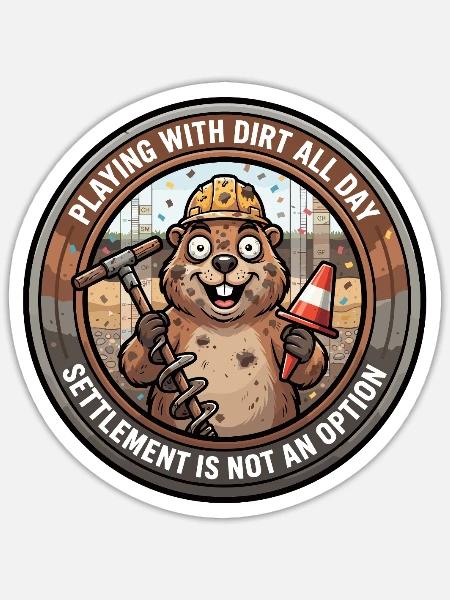 Lustiger Geotechniker Groundhog Soil Dirt - Sticker Größe S (10 x 10 cm) - Mattweiß