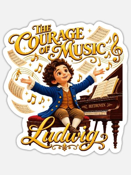 Beethoven – Der Mut der Musik - Sticker Größe S (10 x 10 cm) - Mattweiß