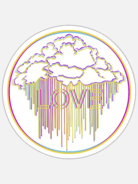 Bunte Wolke - Sticker Größe S (10 x 10 cm) - Mattweiß