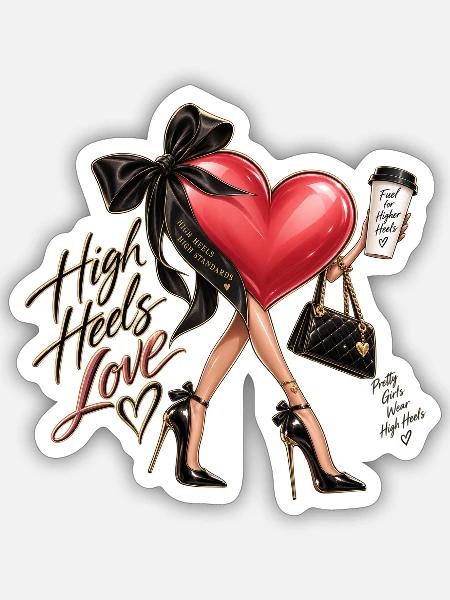 Herzen High Heels Illustration - Sticker Größe S (10 x 10 cm) - Mattweiß