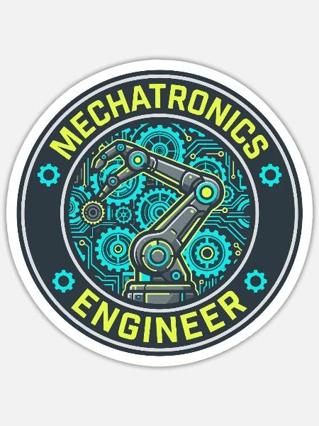 Mechatronik-Ingenieur Roboterarm-Abzeichen Geschenk - Sticker Größe S (10 x 10 cm) - Mattweiß