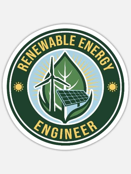 Renewable Energy Engineer Windturbinen-Eco-Abzeichen - Sticker Größe S (10 x 10 cm) - Mattweiß