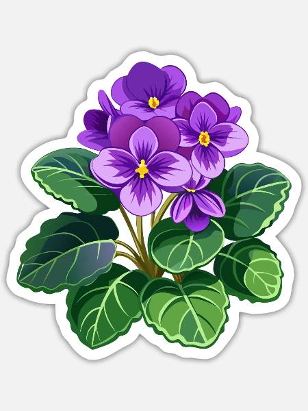 Afrikanische Veilchen - Sticker Größe S (10 x 10 cm) - Mattweiß