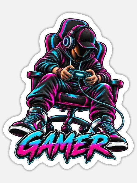 Gamer - Sticker Größe S (10 x 10 cm) - Mattweiß
