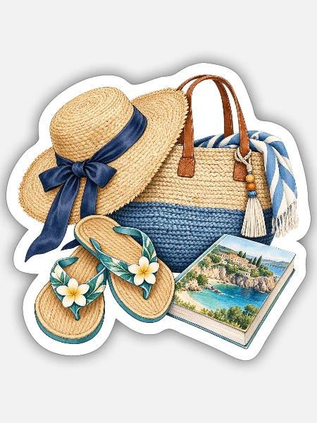 Sommerstrand Flair - Sticker Größe S (10 x 10 cm) - Mattweiß