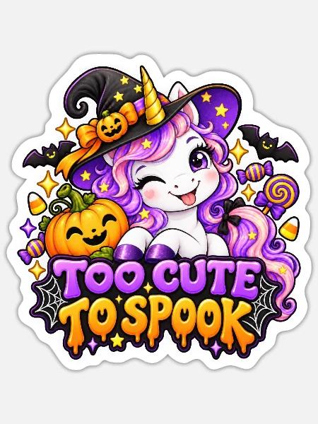 Einhorn Halloween Spruch - Sticker Größe S (10 x 10 cm) - Mattweiß