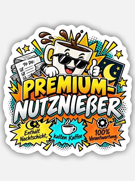Premium-Nutznießer Kaffeeheld - Sticker Größe S (10 x 10 cm) - Mattweiß