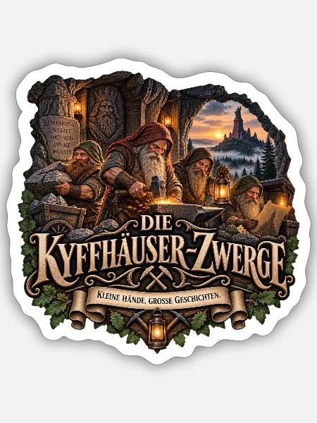 Die Kyffhäuser-Zwerge – Thüringer Sage - Sticker Größe S (10 x 10 cm) - Mattweiß