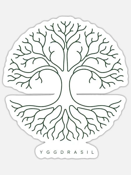 Yggdrasil Kreisweltbaum - Sticker Größe S (10 x 10 cm) - Mattweiß