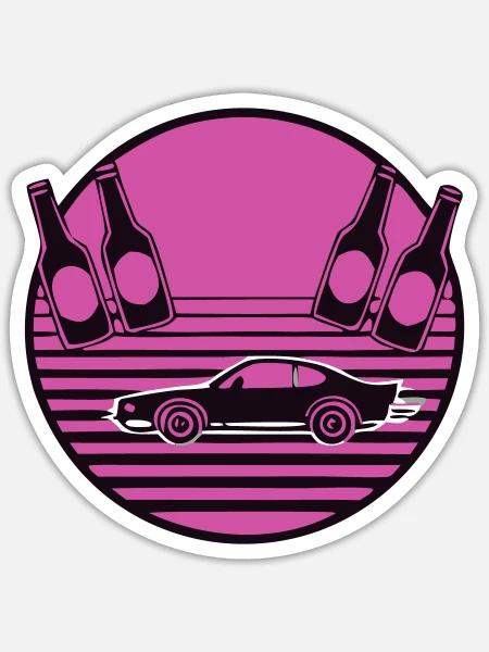 Retro Auto Bier Logo - Sticker Größe S (10 x 10 cm) - Mattweiß