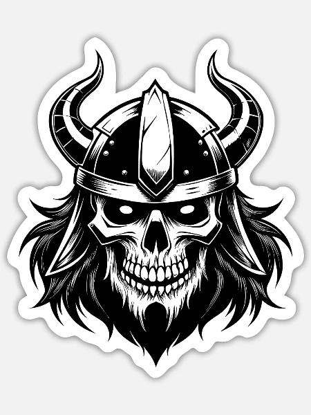 Wikingerschädel - Sticker Größe S (10 x 10 cm) - Mattweiß