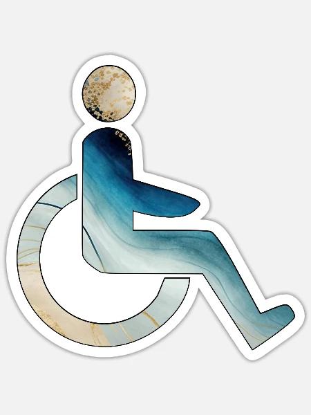 Rollstuhl Rollstuhlfahrer - Sticker Größe S (10 x 10 cm) - Mattweiß