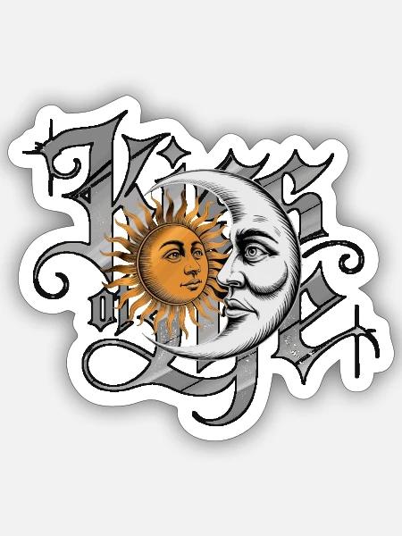 Sonne und Mond in der Gotik - Sticker Größe S (10 x 10 cm) - Mattweiß