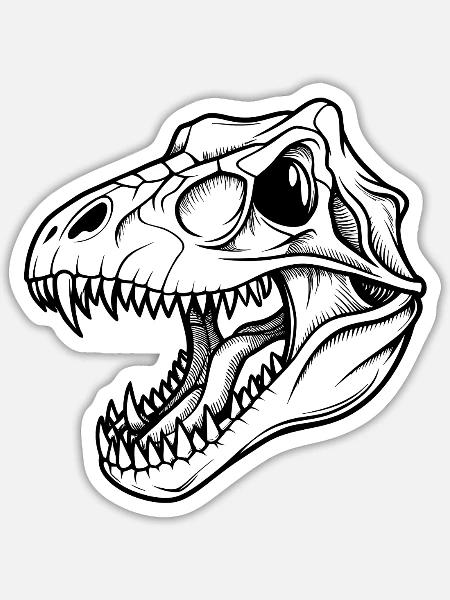 T-Rex-Dinosaurier-Schädelfossil - Sticker Größe S (10 x 10 cm) - Mattweiß
