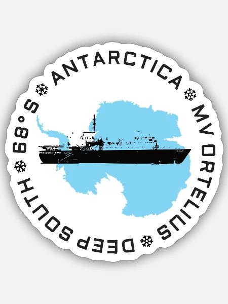Antarktis-Silhouette mit Explorer-Schiff - Sticker Größe S (10 x 10 cm) - Mattweiß